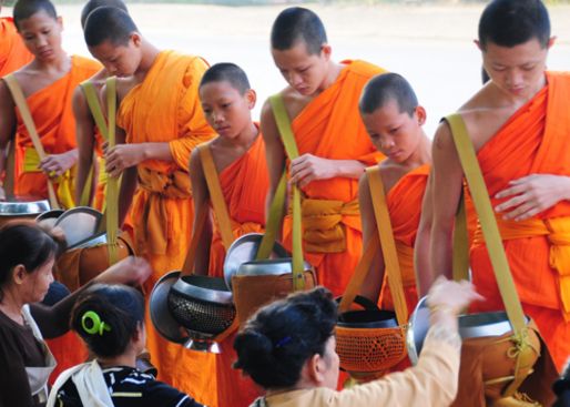Alms giving ceremony in Luang Prabang