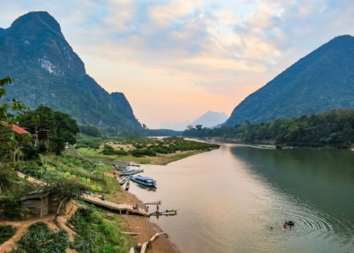 Nam Ou River with the peaceful atmosphere