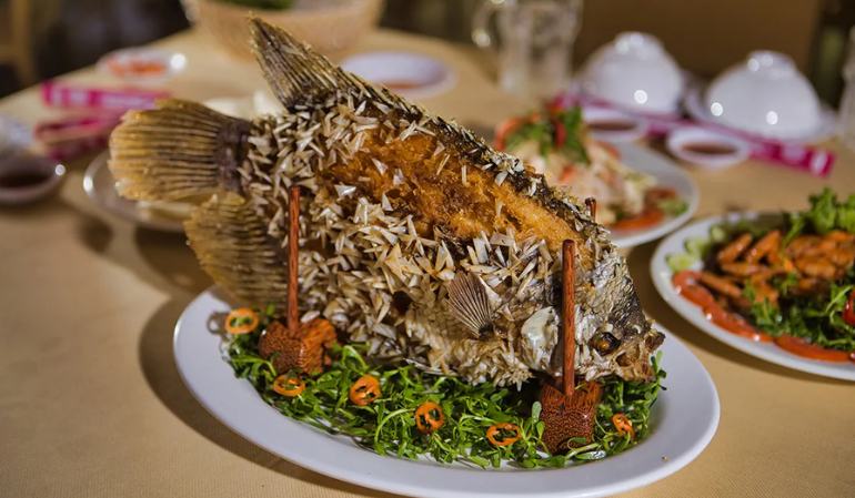 Various cuisine on Laos river cruise